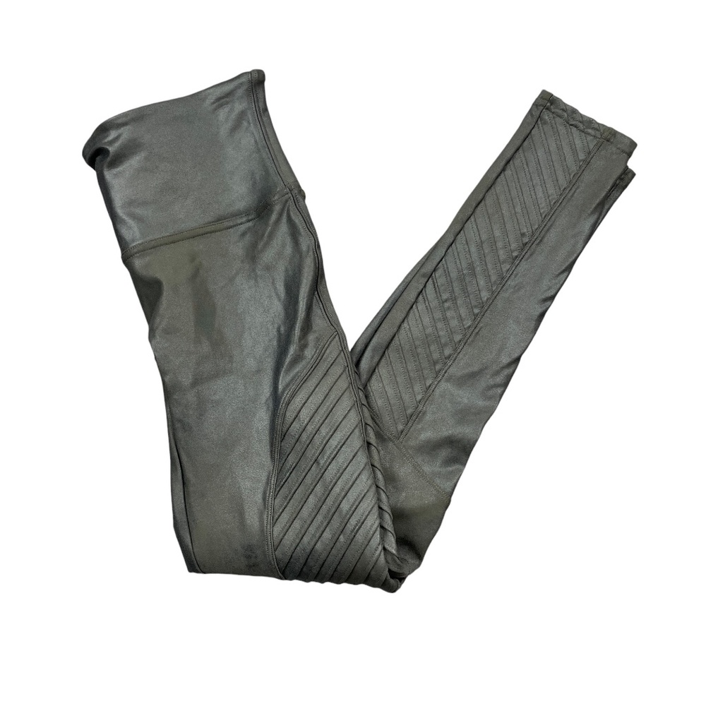 SPANX Medium Skinny‎ Gray Shiny Nylon Blend Textured Leggings